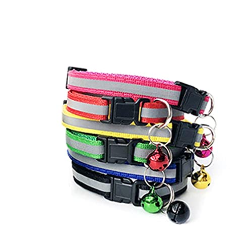 100 Stück Großhandel verstellbares Katzenhalsband mit Glocken Katzenhalsband Haustierhalskette Nylon Hundehalsband Heimtierbedarf Zubehör-100Pcs_E von YVDY