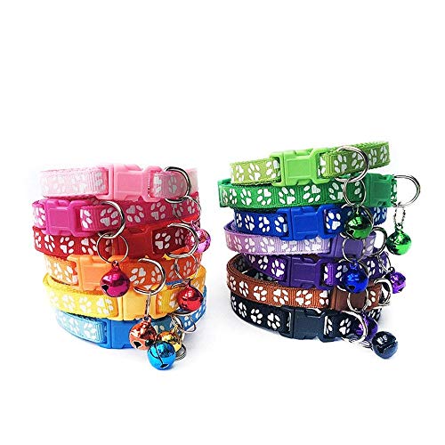 100 Stück Großhandel verstellbares Katzenhalsband mit Glocken Katzenhalsband Haustierhalskette Nylon Hundehalsband Heimtierbedarf Zubehör-100Pcs_J von YVDY