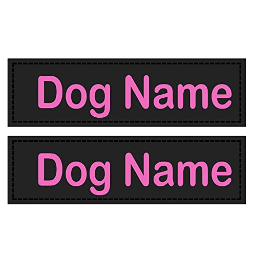 2 PCS Benutzerdefinierte Reflektierende Aufkleber Etiketten Personalisierte Hundemarke Hundename Benutzerdefinierte K9 Hundegeschirr Halsbandanhänger Hundegeschirranhänger Zubehör,Rosa,11X3cm von YVDY