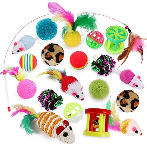 20/21 PCS Set Haustierspielzeug Katzenspielzeug Combo-Set Katze lustiges Katzenspielzeug-Set Sisal gefälschte Maus Glocke Ball Katzenzubehör Haustierzubehör,20 PCS von YVDY