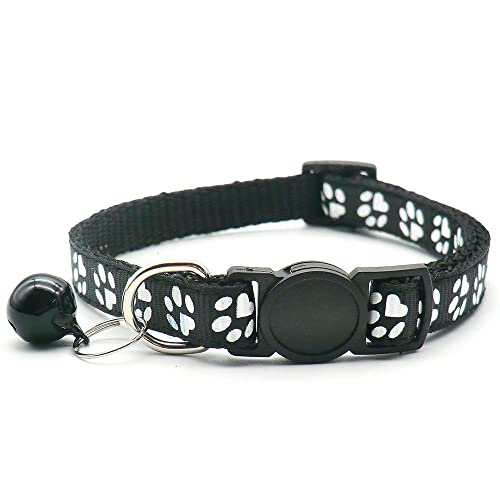 24 Stück Sicherheitsschnalle Katzenhalsband Haustierhalsband Hundehalsband mit Glocke Katzenhalsband verstellbares Haustier Katze und Hundehalsband Halsband-24_Pcs_Black_20-31cm von YVDY