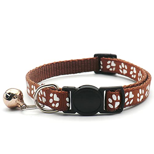 24 Stück Sicherheitsschnalle Katzenhalsband Haustierhalsband Hundehalsband mit Glocke Katzenhalsband verstellbares Haustier Katze und Hundehalsband Halsband-24_Pcs_Coffee_20-31cm von YVDY