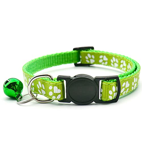 24 Stück Sicherheitsschnalle Katzenhalsband Haustierhalsband Hundehalsband mit Glocke Katzenhalsband verstellbares Haustier Katze und Hundehalsband Halsband-24_Pcs_Light_Green_20-31cm von YVDY