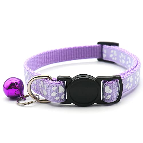 24 Stück Sicherheitsschnalle Katzenhalsband Haustierhalsband Hundehalsband mit Glocke Katzenhalsband verstellbares Haustier Katze und Hundehalsband Halsband-24_Pcs_Light_Purple_20-31cm von YVDY