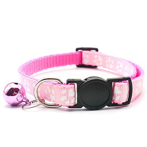 24 Stück Sicherheitsschnalle Katzenhalsband Haustierhalsband Hundehalsband mit Glocke Katzenhalsband verstellbares Haustier Katze und Hundehalsband Halsband-24_Pcs_Pink_20-31cm von YVDY