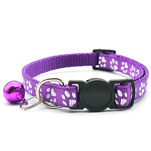 24 Stück Sicherheitsschnalle Katzenhalsband Haustierhalsband Hundehalsband mit Glocke Katzenhalsband verstellbares Haustier Katze und Hundehalsband Halsband-24_Pcs_Purple_20-31cm von YVDY