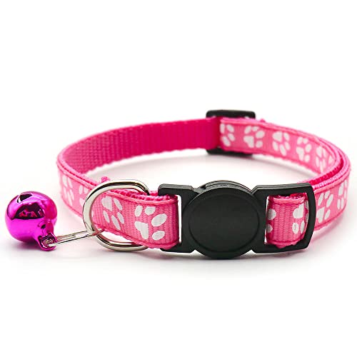 24 Stück Sicherheitsschnalle Katzenhalsband Haustierhalsband Hundehalsband mit Glocke Katzenhalsband verstellbares Haustier Katze und Hundehalsband Halsband-24_Pcs_Rose_Red_20-31cm von YVDY