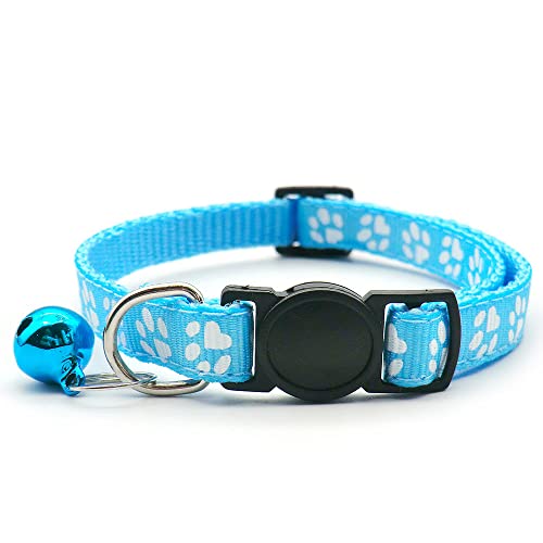 24 Stück Sicherheitsschnalle Katzenhalsband Haustierhalsband Hundehalsband mit Glocke Katzenhalsband verstellbares Haustier Katze und Hundehalsband Halsband-24_Pcs_Sky_Blue_20-31cm von YVDY