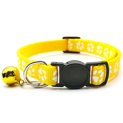 24 Stück Sicherheitsschnalle Katzenhalsband Haustierhalsband Hundehalsband mit Glocke Katzenhalsband verstellbares Haustier Katze und Hundehalsband Halsband-24_Pcs_Yellow_20-31cm von YVDY