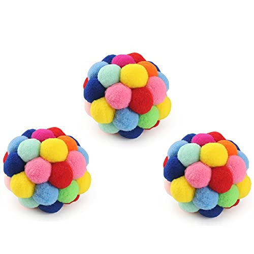 YVDY 3 PCS Plüsch Katzenspielzeug Katzenball Spielzeug handgemachte Katzenkugel interaktives Spielzeug Indoor-Training pädagogisches Katzenkauspielzeug Heimtierbedarf,C von YVDY