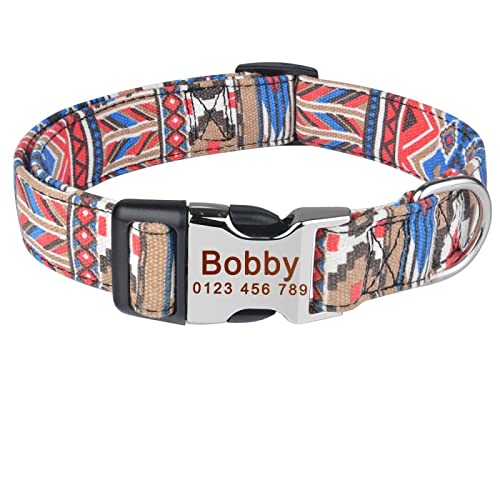 Benutzerdefinierte gravierte ID Name Hundehalsband Polyester Haustierhalsband Personalisiertes Hundehalsband Anti-Verlust-Katze Hundehalsband Heimtierbedarf,EIN,L 38-59cm von YVDY