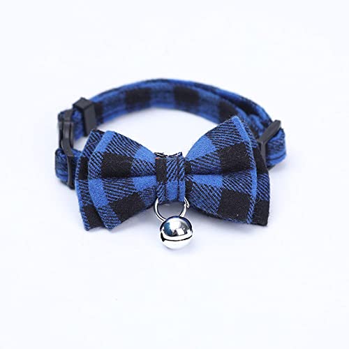 Farbe Plaid Katzenhalsband Baumwolle Gestreifte Schleife Katzenhalskette Hund Kleiner Hund Party Bandana Kragen Bulldogge Chihuahua Fliege-Blau_A von YVDY