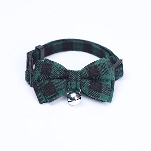 Farbe Plaid Katzenhalsband Baumwolle Gestreifte Schleife Katzenhalskette Hund Kleiner Hund Party Bandana Kragen Bulldogge Chihuahua Fliege-Grün_A von YVDY