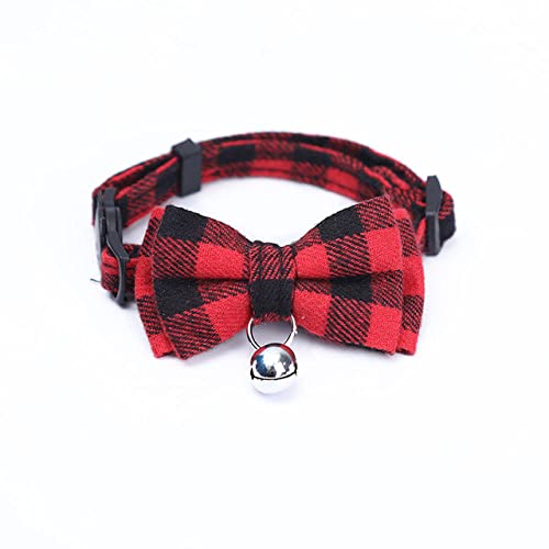 Farbe Plaid Katzenhalsband Baumwolle Gestreifte Schleife Katzenhalskette Hund Kleiner Hund Party Bandana Kragen Bulldogge Chihuahua Fliege-Rot_A von YVDY