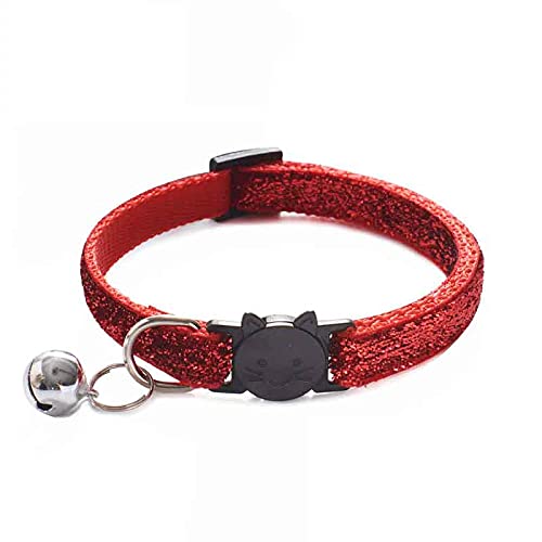 Glänzendes Pailletten-Katzenhalsband, Sicherheitshalsband für Hunde und Katzen, einfach zu tragen, Schnalle mit Glöckchen, Haustier-Halsband für Katzen und Hunde, Halsumfang: 15–32 cm von YVDY