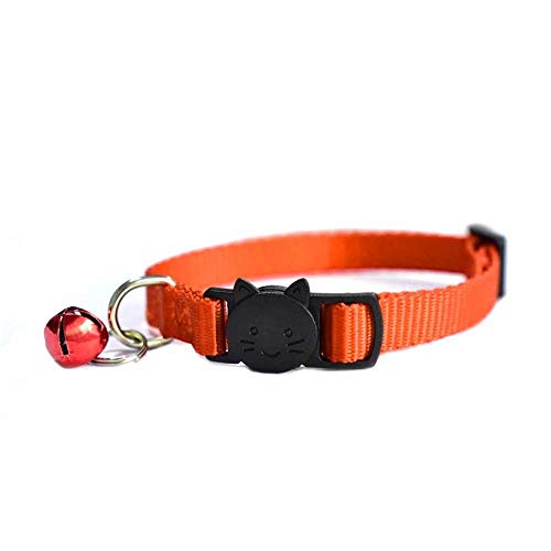 Individuell gravierbares Besticktes Katzenhalsband DIY Charme personalisiertes Haustierhalsband mit Glocke Katzenhalsband bedrucktes Halsbandzubehör-orange_20-31CM von YVDY