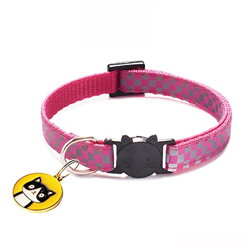 Katzenhalsband mit Anhänger Mesh Hundehalsband Verstellbare Nylonschnalle Plaid Katzenhalsband Reflektierendes Hundehalsband Heimtierbedarf-H_19-32cm von YVDY