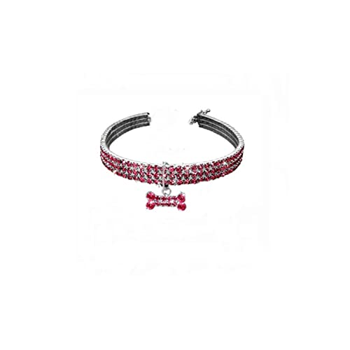 Knochenförmiges Katzen- und Hundehalsband mit Strass, Haustier-Halskette, modisches Katzen- und Hundeglitter, verstellbares Halsband, Haustierzubehör,Rosa,m von YVDY