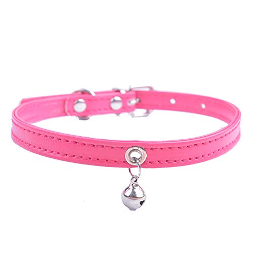 Kunstleder Katzenhalsband Verstellbares Hundehalsband mit Glocke Katzenhalsband Katzen- und Hundehalskette Heimtierbedarf-Rose_M von YVDY