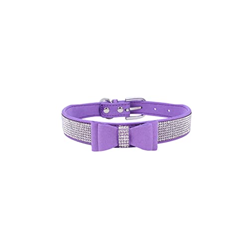 Mode verstellbares Hundehalsband aus Leder mit Schleife, Glitzer, Strass, Katze, Hundehalsband für kleine und mittelgroße Hunde und Katzen,B,XS von YVDY