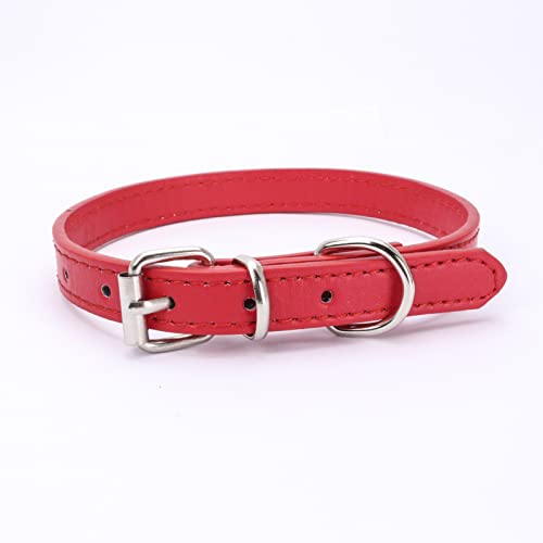 Modisches einfarbiges Haustierhalsband, verstellbares Katzen- und Hundehalsband, Legierungsschnalle, Katzen- und Hundehalsband, Heimtierbedarf,rot,51 x 2,5 cm von YVDY