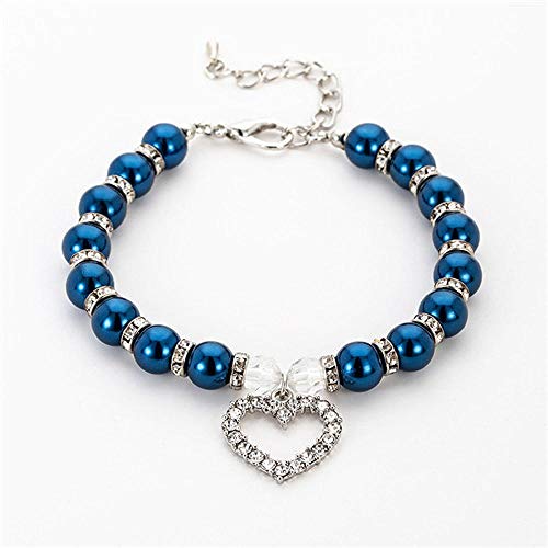 Nachgemachte Perle Haustierhalsband Strass Anhänger Katzenhalsband Hund Halskette Kleiner Hund Großer Hund Katzenhalsband Haustier Schmuck Halskette-Navy_Blue_S von YVDY