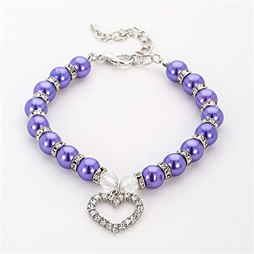 Nachgemachte Perle Haustierhalsband Strass Anhänger Katzenhalsband Hundehalskette Kleiner Hund Großer Hund Katzenhalsband Haustierschmuck Halskette-Dark_Purple_L von YVDY