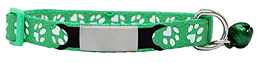 Personalisierte ID Benutzerdefinierte gravierbare Nylon Katzenhalsband Kleiner Hund Katze Verstellbares Halsband Hund Katze Halskette Heimtierbedarf-Green_Sliver_7-12_inch von YVDY