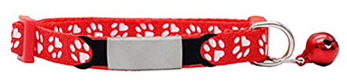 Personalisierte ID Benutzerdefinierte gravierbare Nylon Katzenhalsband Kleiner Hund Katze Verstellbares Halsband Hund Katze Halskette Heimtierbedarf-Red_Sliver_7-12_inch von YVDY