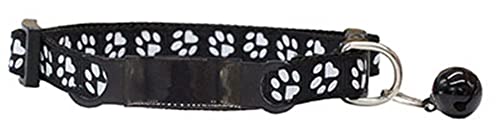 Personalisierte ID Benutzerdefinierte gravierbare Nylon Katzenhalsband Kleiner Hund Katze Verstellbares Halsband Hund Katze Halskette Heimtierbedarf-Schwarz_Schwarz_7-12_Zoll von YVDY