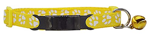 Personalisierte ID Benutzerdefinierte gravierbare Nylon Katzenhalsband Kleiner Hund Katze Verstellbares Halsband Hund Katze Halskette Heimtierbedarf-Yellow_Black_7-12_inch von YVDY