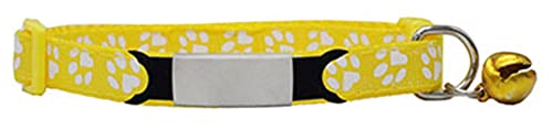 Personalisierte ID Benutzerdefinierte gravierbare Nylon Katzenhalsband Kleiner Hund Katze Verstellbares Halsband Hund Katze Halskette Heimtierbedarf-Yellow_Sliver_7-12_inch von YVDY