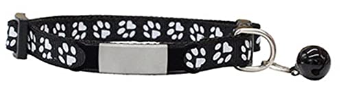 Personalisierte ID benutzerdefinierte gravierbare Nylon Katzenhalsband Kleiner Hund Katze verstellbares Halsband Hund Katze Halskette Heimtierbedarf-Black_Sliver_7-12_inch von YVDY