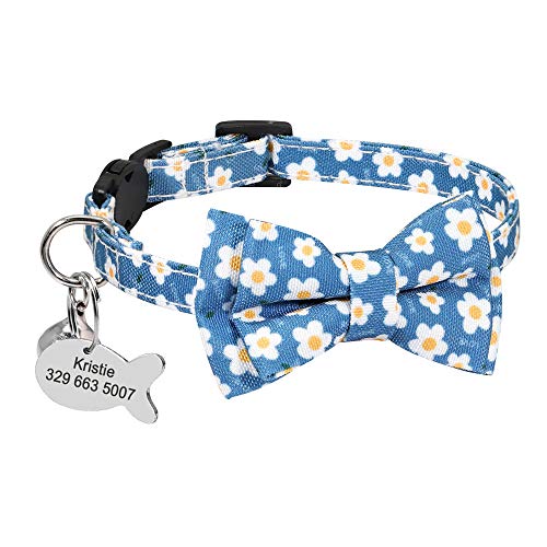 Personalisierte benutzerdefinierte gravierbare Katzenhalsband Druck Schnellverschluss Katzenhalsband Nylon Hundemarke Haustierhalsband mit Glocke Katzenhalsband-E von YVDY