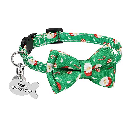 Personalisierte benutzerdefinierte gravierbare Katzenhalsband Druck Schnellverschluss Katzenhalsband Nylon Hundemarke Haustierhalsband mit Glocke Katzenhalsband-G von YVDY