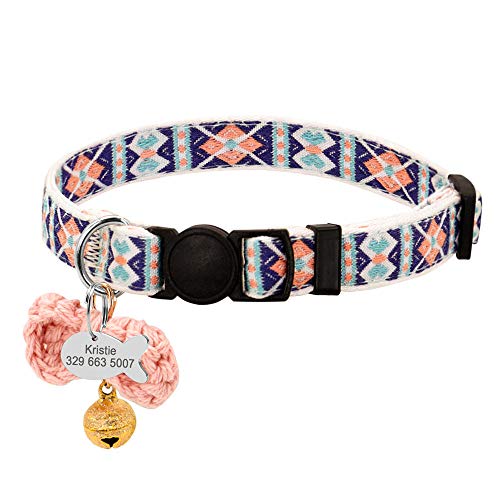 Personalisierte benutzerdefinierte gravierbare Katzenhalsband Sicherheitskatzenhalsband mit Glocken Haustierhalsband Katzenhalskette Haustierzubehör liefert-D von YVDY