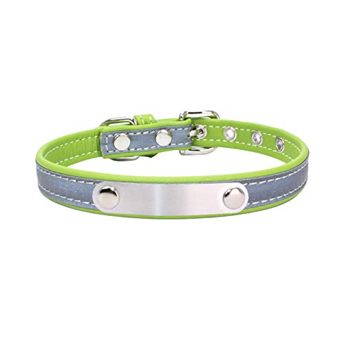 Personalisierte individuelle ID Halsband Gravur Name Telefonnummer Katzenhalsband reflektierendes Leder Katzenhalsband Hund Katzenhalsband Zubehör-Light_Green_XXL von YVDY