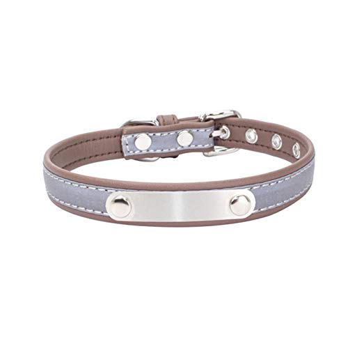 Personalisierte individuelle ID Halsband Gravur Name Telefonnummer Katzenhalsband reflektierendes Leder Katzenhalsband Hund Katzenhalsband Zubehör-Light_Grey_XS von YVDY