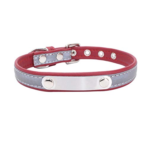 Personalisierte individuelle ID-Halsband Gravur Name Telefonnummer Katzenhalsband reflektierendes Leder Katzenhalsband Hund Katzenhalsband Zubehör-Red_XXL von YVDY