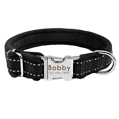 Personalisiertes Hundehalsband mit Namensgravur Personalisiertes Hundehalsband Anti-verlorenes Hundehalsband Heimtierbedarf für kleine und mittelgroße Hunde,Schwarz,L von YVDY