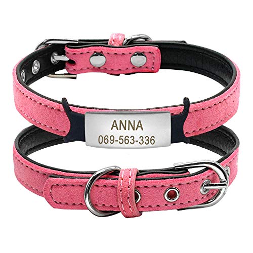 Personalisiertes gravierbares Katzenhalsband mit Glocken, Hundehalsband, ID-Tag, Haustierhalsband, Hundehalskette, Heimtierbedarf-Pink_S von YVDY