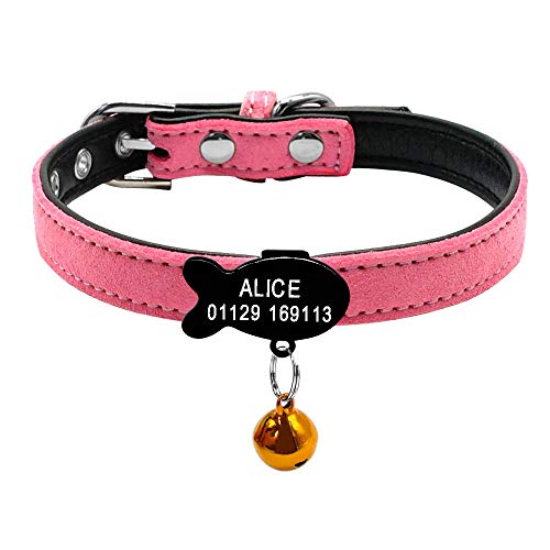 Personalisiertes gravierbares Katzenhalsband mit Glöckchen Hundehalsband Sicherheitskatzenname ID-Halsband und Etikettenset Hundekatzenzubehör-H_XS von YVDY