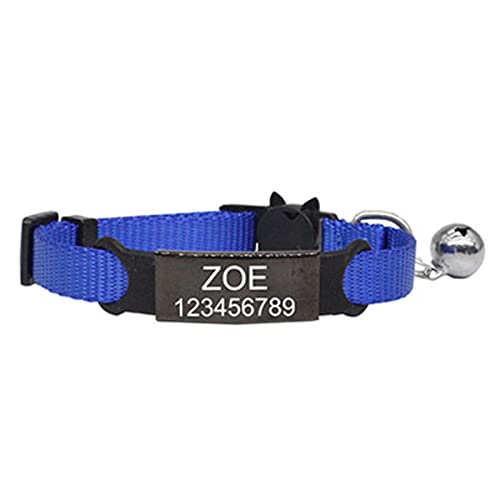 Sichere Trennung Katzen- und Hundehalsbänder Personalisierte Haustierhalsbänder Benutzerdefinierte gravierte ID Name Katzenhalsband Nylon Verstellbare Katzenhalskette,Blau Schwarz,S von YVDY