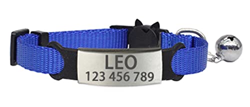 Sichere Trennung Katzen- und Hundehalsbänder Personalisierte Haustierhalsbänder Benutzerdefinierte gravierte ID Name Katzenhalsband Nylon Verstellbare Katzenhalskette,Blauer Splitter,S von YVDY