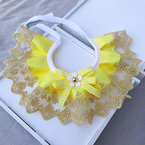 Spitze Lätzchen Haustierhalsband Mode Bowknot Haustierhalsband Hund Katze Halskette Dekoratives Halsband Geeignet für kleine Hunde Haustierprodukte-Yellow_M von YVDY