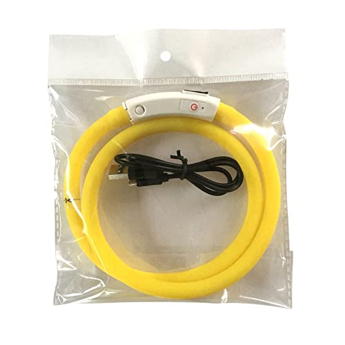 USB-Aufladung LED-Leuchthundehalsband Nachtleuchthundehalsband Anti-verlorener Sicherheitsblitz-Leuchthundehalsband-Haustierbedarf,Gelb,S 35cm von YVDY