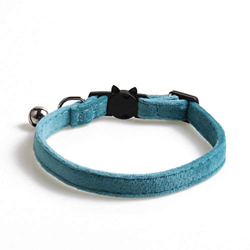 Verstellbare einfarbige Fliege Hundehalsband mit Glocken Samt Katzenhalsband Sicherheitsschnalle Katze Fliege Chihuahua Halsband Zubehör-blau_1.0x28cm von YVDY