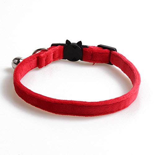 Verstellbare einfarbige Fliege Hundehalsband mit Glocken Samt Katzenhalsband Sicherheitsschnalle Katze Fliege Chihuahua Halsband Zubehör-rot_1.0x28cm von YVDY