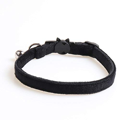 Verstellbare einfarbige Fliege Hundehalsband mit Glocken Samt Katzenhalsband Sicherheitsschnalle Katze Fliege Chihuahua Halsband Zubehör-schwarz_1.0x28cm von YVDY