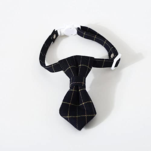 Verstellbarer Hund Katze Plaid Bowknot Kragen Haustier Trennhalsband Chihuahua Fliege Haustier Katzenhalsband Katzenhalskette Haustierzubehör-Black_Bowtie_17-32cm von YVDY